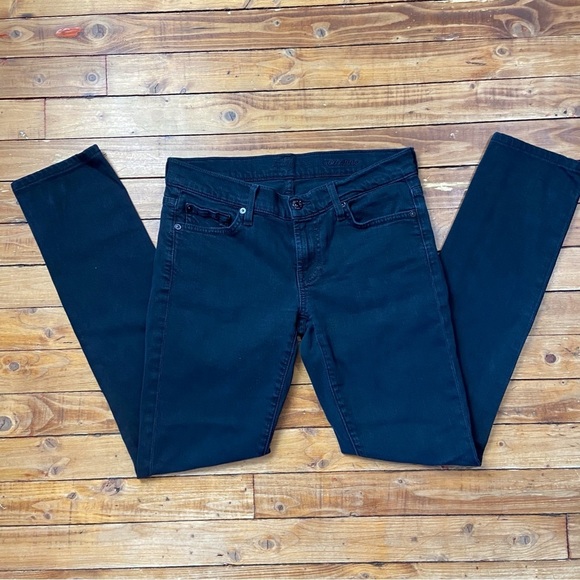 7 For All Mankind Denim - 7 for all mankind Roxanne jeans black denim medium waist stretchy 26 mid rise